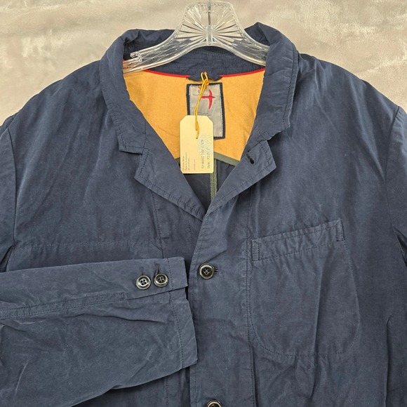 Relwen Fly-Waxed Trap Blazer Mens Large Navy Blue Cotton Blend NEW